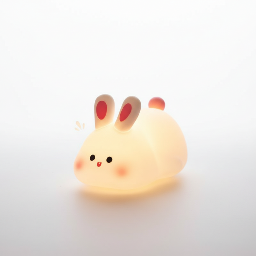 Big Face Rabbit Night Light Cute Silicone Rabbit Cartoon Soft Lamp Touch Night Light Children Sleep Light Room Decoration Gift